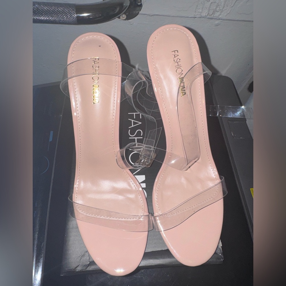 Fashion Nova Clear and Nude Heels - Picture 3 of 3